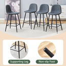 Dark Gray Linen Fabric Bar Chair Set - Two Pieces, Rounded Backrest, Metal Legs, Multiple Colors