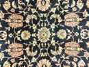 Vintage Oriental Rug 8x11, Floral Persian Design Carpet, Turkish Power Loomed Rug, Navy Blue Red Cream