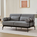 Modern Loveseat Sofa 59' Sofa Couch 2-Seater with USB Ports, Unique Cylindrical Armrests, Grey Chenille