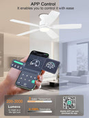 52 Inch Flush Mount Ceiling Fan Remote App Control