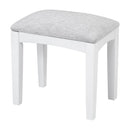 Elegant White Makeup Vanity Desk with Adjustable Mirror and Storage, MDF and Solid Wood Construction, 44.4'