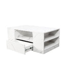 Modern Coffee Tables for Living Room, LED Coffee Table, Storage Coffee Table, Small Coffee Table, Wood Center Table with 2 Drawers and Open Side Shelf