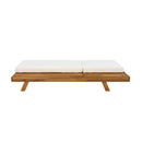LOUNGE CHAISE SET, SPACE AVAILABLE ON ONE SIDE,ACACIA WOOD WITH WATER-RESISTANT LOUNGE CUSHIONS (CREAM & 4 INCH THICK) - MATCHING DARK GREY VERSION AVAILABLE
