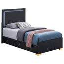 Marceline Wood Twin LED Panel Bed Black