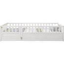 Twin Size Floor bed, integral construction with super high security barrier, door, children's floor bed frame, Montessori wooden children's floor bed, white