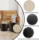 Round Velvet Storage Ottoman Black Lacquered Finish