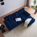 Modern Velvet L Shaped Sectional Sofa for Living Room and Bedroom, Blue, 82.6 Inch