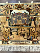 Judaica Pictorial Rug 3x4, Wall Hanging Persian Rug, Moses and Aaron, 12 Tribes, 10 Commandments