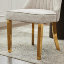 Rayon Cloth Flocking Chenille Dining Chairs Channel Kitchen Dinner Chair Comfy  Fabric Upholstered Accent Chair for Dining Room with Golden Stainless Steel Plating Legs,Set of 2 (Beige), SW1647BG