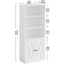 Industrial Bookshelf With Doors 11.8 Depth 5 Shelf Bookcase