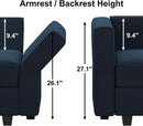 Modular Velvet Sectional Sofa Blue With Storage Ottoman
