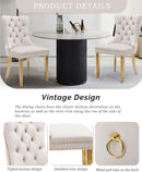 Beige Velvet Dining Chairs Set Of 2 With Tufted Upholstery