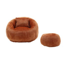 COOLMORE Modern Extra Large Round Bean Bag Chair with Footrest for Living Room, Chenille Fabric Lazy Sofa with Pillow for Adults, Teenagers,Child, Suitable for Bedroom, Dormitory, Study Room
