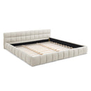 King size  Upholstered Bed Frame with Thick Fabric, Chenille Fabric Grounded Queen Size Platform Bed with Headboard and Solid Frame. No Box Spring Needed-Beige(88.5''*85.5''*24'')