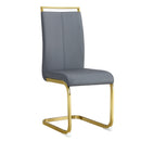 Modern Dining Chairs, PU Faux Leather High Back Upholstered Side Chair with Golden C-shaped Tube Metal Legs for Dining Room,Kitchen(Set of 2 )(DARK GRAY+PU)W1151104365