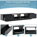 TV Stand with Fluted tempered Glass Doors for TVs Up to 95", Functional Media Console with Arched Cabinet Doors, Entertainment Center with APP-Controlled LED Light for Living Room, Black