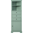 Green Triangle Tall Cabinet with 3 Drawers and Adjustable Shelves for Bathroom, Kitchen or Living Room, MDF Board with Painted Finish