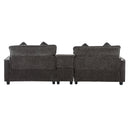 Modern Chenille Upholstered Sectional Sofa with Ottomans, USB Ports, Cup Holders, and Storage in Grey