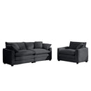 Modern Living Room Sofa Two-Piece Set, Grey Corduroy, Single and 3-Seater Sofas