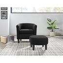 Modern Accent Chair,Upholstered Arm Chair Linen Corduroy Single Sofa Chair with Ottoman Foot Rest Comfy Armchair for Living Room Bedroom and Office,Black