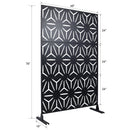 Outdoor & Indoor Privacy Screen Metal Privacy Screen 76' H×48' W, Freestanding Decorative Privacy Screen for Deck Balcony Patio, Black Steel