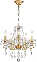 Gold Mini Crystal Chandelier With Five Bulbs Living Room