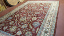 8x12 Indo-Mahal Rug, Floral Allover, Red & Beige, Wool Vintage Handmade Traditional Carpet