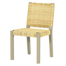 Farmhouse Modern Dining Chairs Set of 2-Solid Wood Rattan Backrest  Champagne Finish Indoor/Outdoor Versatility