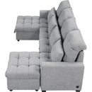 110.2' Oversized U-shaped Sofa Versatile Sectional Sofa Pull-out Sofa Bed with Double Storage Chaise Lounges and Two USB Ports for Living Room,Gray