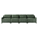 Ergonomic Green Chenille Four-Seater Sofa with Lumbar Pillow, Solid Wood Frame, High-Resilience Sponge
