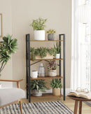 Four Tier Bookshelf Rustic Brown Steel Frame 47 Inches High