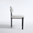 Modern Dining Room Chairs Set of 2, Mid-Century Upholstered Boucle Kitchen Dining Chairs with Black Metal Legs