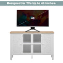 U-Can 47.2'' Retro TV Stand for TVs up to 43 Inches, Entertainment Center Media Console Cabinet with 3 Spacious Cabinets, Glass Cabinet Doors and Anti-tip Device for Living room