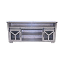 65.3' TV Stand with LED light strips and Iron mesh barn door Y decorative strip country grey farmhouse style