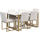TOPMAX Modern Dining Table Set for 6 Faux Marble Kitchen Table Set with 6 Upholstered Dining Chairs, 7-Piece, White+Golden