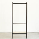 (Black) Solid Oak Wood Clothes Rack, Black Rattan Hanger Rack-clothes Rack with Shelves, Cloth Hanger Standing Garment Racks for Hanging Clothes