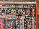 Square Persian Sarouk Rug 11x11 ft, Rare Size, Hand Knotted Wool Floral Allover Red Persian Carpet, Handmade Antique Rug