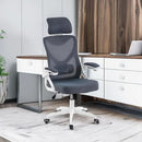 Ergonomic Mesh Office Chair White Gray With Flip Up Armrests