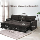 Espresso Velvet Sleeper Sectional Sofa Bed Chaise Set