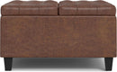 Storage Ottoman 30 Inch Distressed Saddle Brown Leatherette