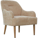 Chenille Armchair, Modern Style Accent Chair with Wood Legs, Comfy Design for Living Room, Bedroom, Office,Beige