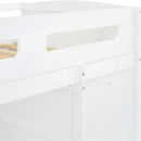 Twin Size Loft Bed with Desk, Wardrobes, 4 Drawers and 4 Shelves-White