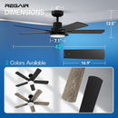 42 Inch Ceiling Fan With Light Remote DC Motor 3CCT Black