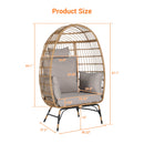 Wicker Egg Chair,Rattan Egg Chair Indoor Outdoor,Oversized Large Egg Chairs 600lbs with Cushion and Pillow for Porch, Backyard, Balcony