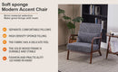 Mid-Century Modern Accent Chair, Arm Chair Living Room Chairs with Pillow Upholstered Reading Chair with Solid Wood Frame &  Living Room Bedroom Balcony (Antique Dark Grey)