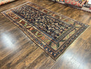 Caucasian Kalegy Rug 6x11, Wide Runner, Wool Hand Knotted Carpet, Navy Blue Tribal Rug, 1920s Antique Rug, 6 x 11 Oriental Carpet
