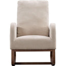27.2"W Rocking Chair for Nursery, Polyester Glider Chair with High Back and Side Pocket, Rocking Accent Armchair with Rubber Wood Legs for Living Room/Bedroom.Beige