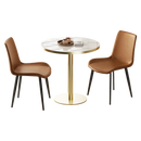 Round Modern Dinning Table 31.5 inches Bistro Table Tulip Table with Faux Marble top,Easy Assemble,Sturdy Metal Frame Diameter With 2 Dining Chairs