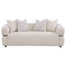 Jeanette 84-inch Fabric Upholstered Round Arm Sofa Beige
