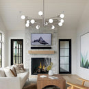 Sputnik 12 Light Brushed Nickel Chandelier For Dining Room